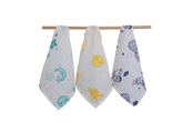 ‘Into the sky’ Organic cotton muslin Wash Cloth 3 pack